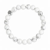 Howlite crystal bracelet; white howlite bracelet with grey veining; natural stone howlite jewellery; marbled white crystal bracelet; howlite mindfulness bracelet; neutral crystal bead bracelet
