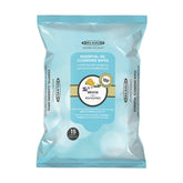 Breathe Facial Cleansing Wipes pack; facial cleansing wipes with lavender and orange; calming facial wipes with essential oils; Breathe wipes 15 count pack; facial wipes display pack; cleansing wipes with lavender oil