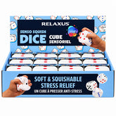 Senso Squish Dice sensory fidget toy; soft slow-rise foam dice; 7 cm polyurethane squish dice; tactile fidget dice for study breaks; soft sensory toy for game time; compact foam dice for travel