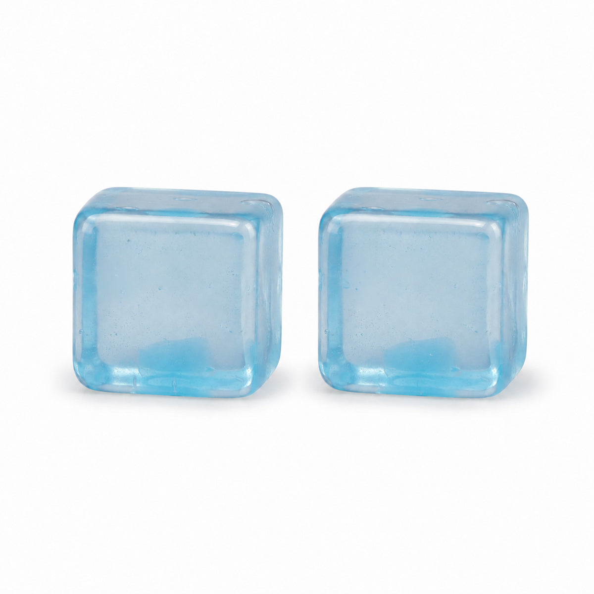 Mini Chill Sensory Cube Toy; blue sensory squeeze cube; anti-stress squeeze cube toy; tactile fidget cube in blue; Mini Chill cube for desk fidgeting; sensory cube toy display