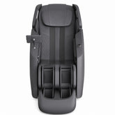 Relaxus 4D Aurora Massage Chair in white and grey; Relaxus Aurora massage chair side view; 4D massage mechanism inside Relaxus Aurora chair; Relaxus Aurora waist heating feature; Relaxus Aurora air compression massage chair; Relaxus Aurora 140 degree foot and ankle stretch; Relaxus Aurora large-screen controller; Relaxus Aurora ergonomic massage track