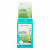 Peppermint and Tangerine Moisturizing Foot Masks; Two-pair foot mask treatment box; Pre-moistened foot masks for dry feet; Peppermint foot masks worn like socks; Single-use moisturizing foot treatment; Foot masks enriched with peppermint oil; Peppermint and Tangerine Foot Mask packaging; At-home 30-minute moisturizing foot treatment.