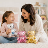 Tummy Bears sensory squeeze toy; pink Tummy Bears squeeze toy; gold Tummy Bears plush squeeze toy; silver Tummy Bears sensory toy; soft plush squeeze toy; tactile plush sensory toy