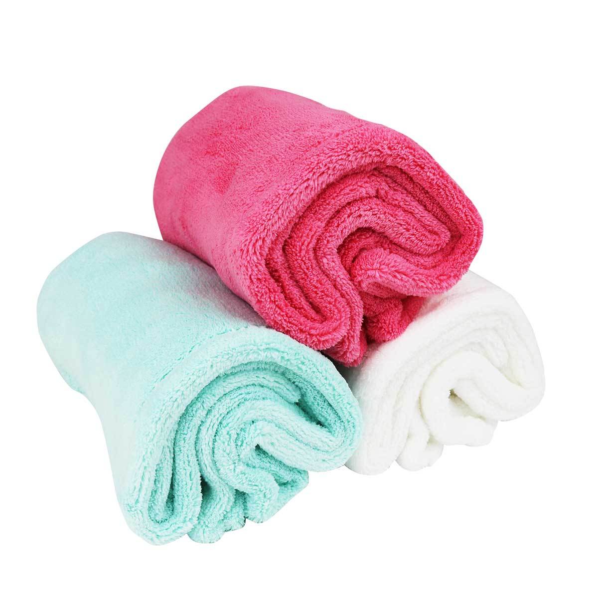 Wholesale Twist & Dry Hair Towel Wrap (Pink, Turquoise, White) - Displayer of 12