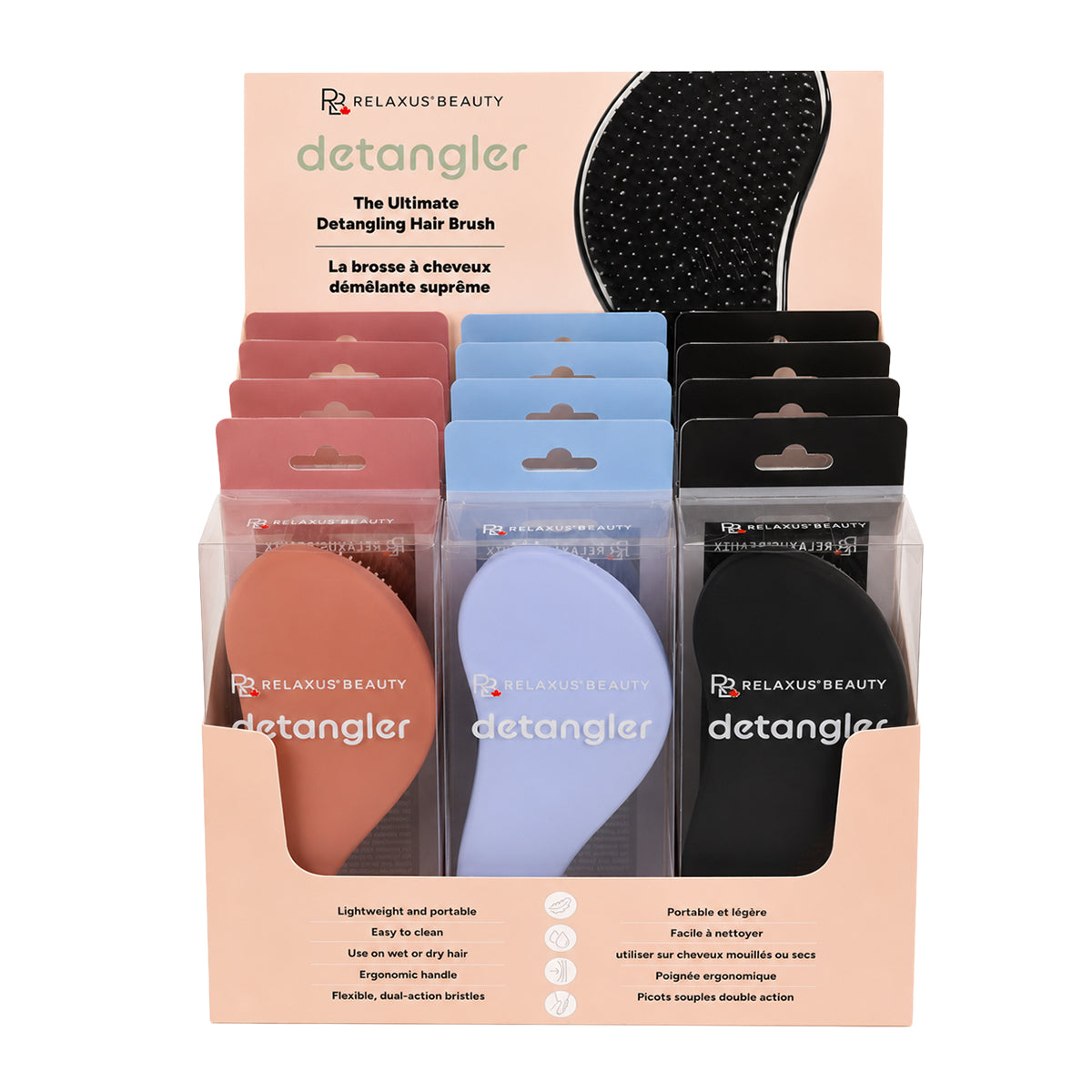 Detangler hair brush with flexible bristles Soft-touch detangling brush for wet or dry hair Light Blue detangling hair brush Clay detangling hair brush
Black detangling hair brush Ergonomic non-slip detangling brush Lightweight travel detangling brush Detangling brush for all hair types and textures