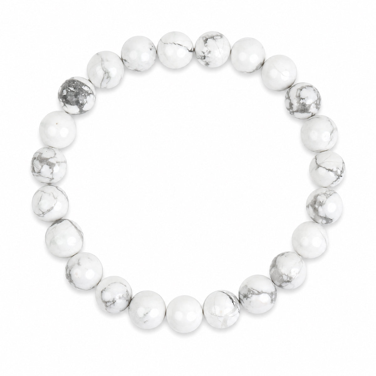 Howlite gemstone bracelet; white howlite bracelet with grey veining; natural stone howlite jewellery; marbled white gemstone bracelet; howlite mindfulness bracelet; neutral gemstone bead bracelet