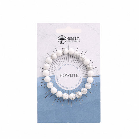 Howlite gemstone bracelet; white howlite bracelet with grey veining; natural stone howlite jewellery; marbled white gemstone bracelet; howlite mindfulness bracelet; neutral gemstone bead bracelet