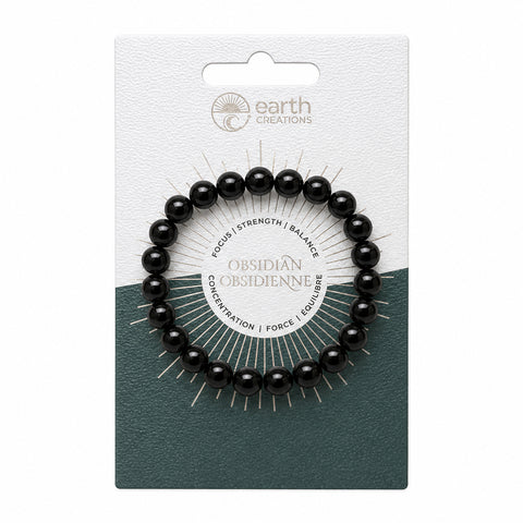 Obsidian gemstone bracelet; black volcanic glass bracelet; natural obsidian jewellery; grounding gemstone bracelet; black stone bead bracelet; obsidian bracelet for everyday wear