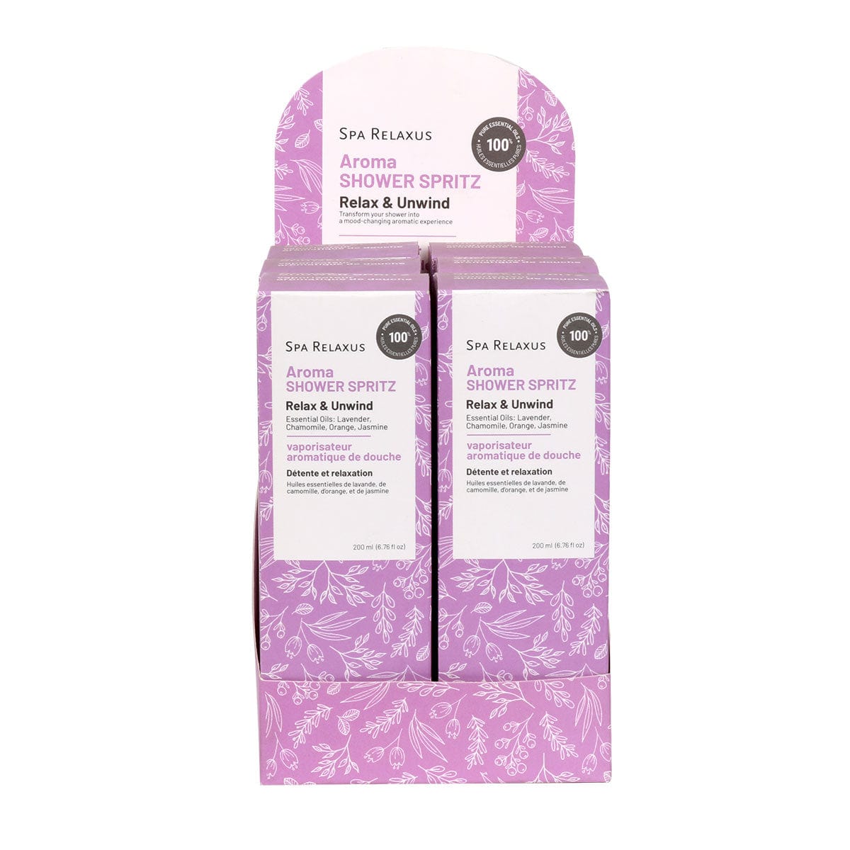 Wholesale Essential Oils Shower Spritz 200 ml Sprays Displayer of 6