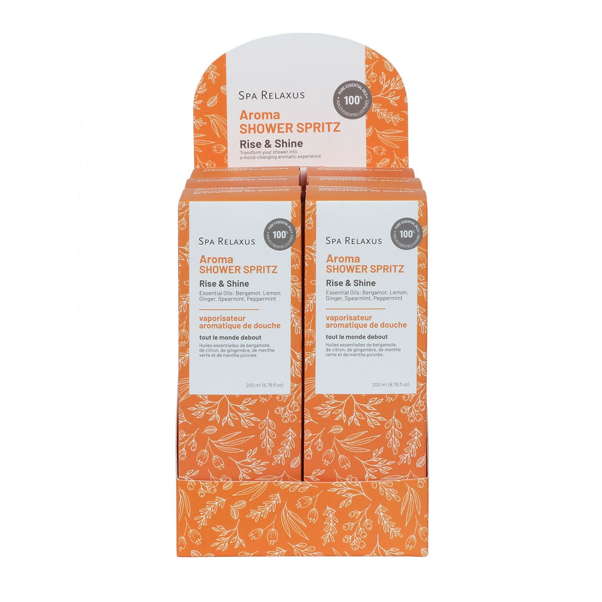 Wholesale Essential Oils Shower Spritz 200 ml Sprays Displayer of 6