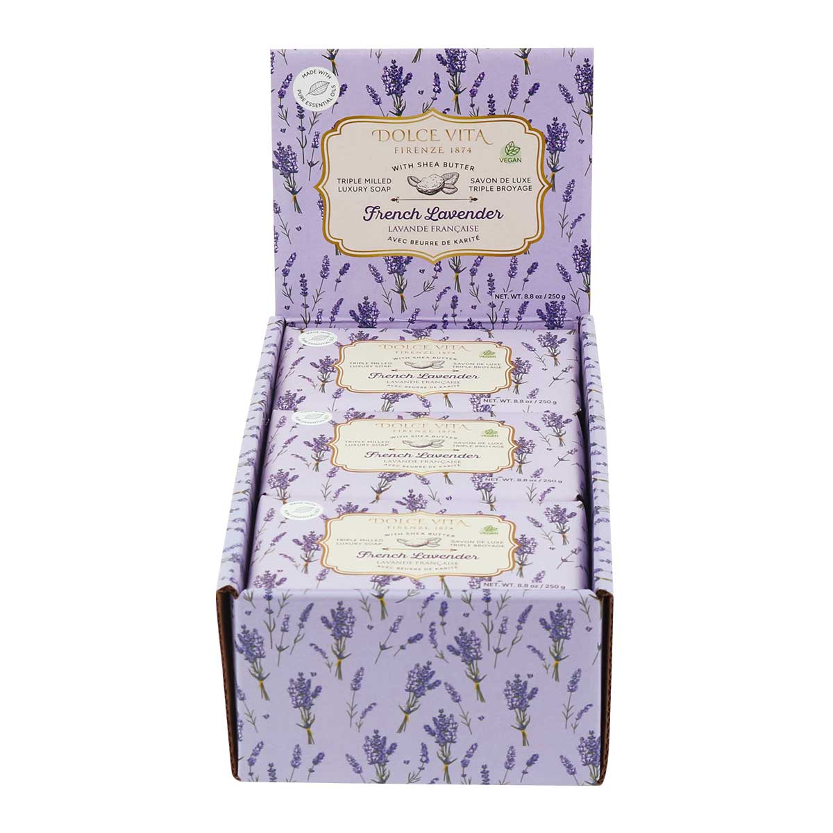 Wholesale Dolce Vita Triple Milled Luxury Soaps with Shea Butter - Displayer of 6