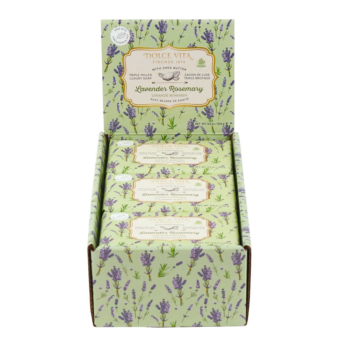 Wholesale Dolce Vita Triple Milled Luxury Soaps with Shea Butter - Displayer of 6