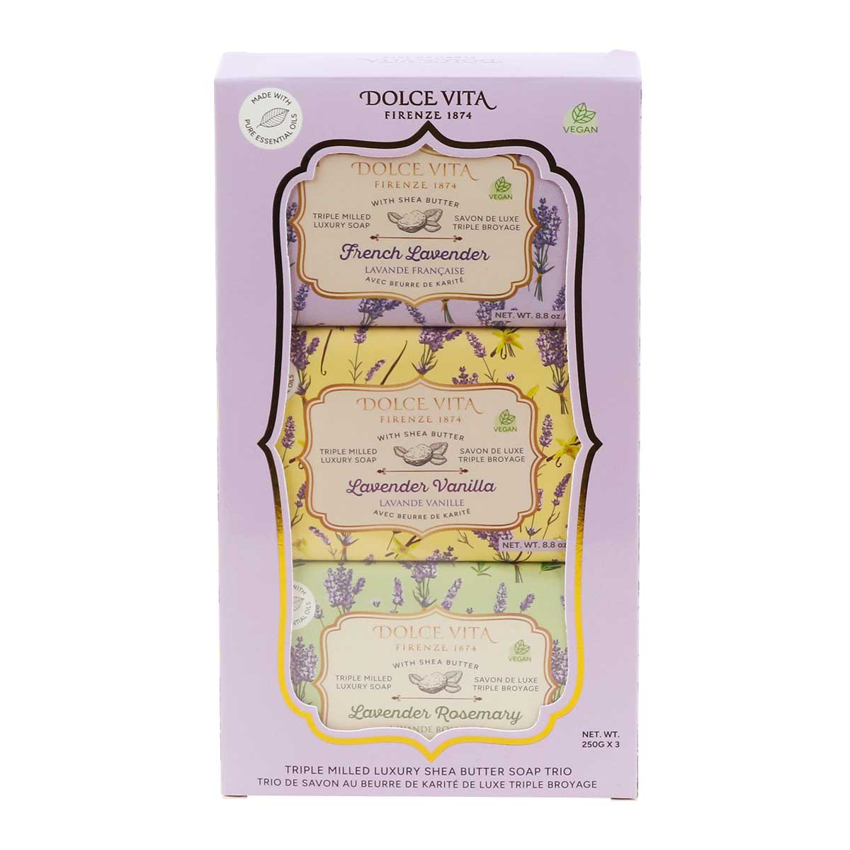 Wholesale Dolce Vita Triple Milled Luxury Soaps with Shea Butter (3-Pack)