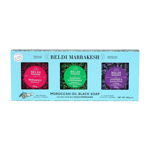 Wholesale Moroccan Oil Black Triple Milled Soap 3-Piece Gift Set