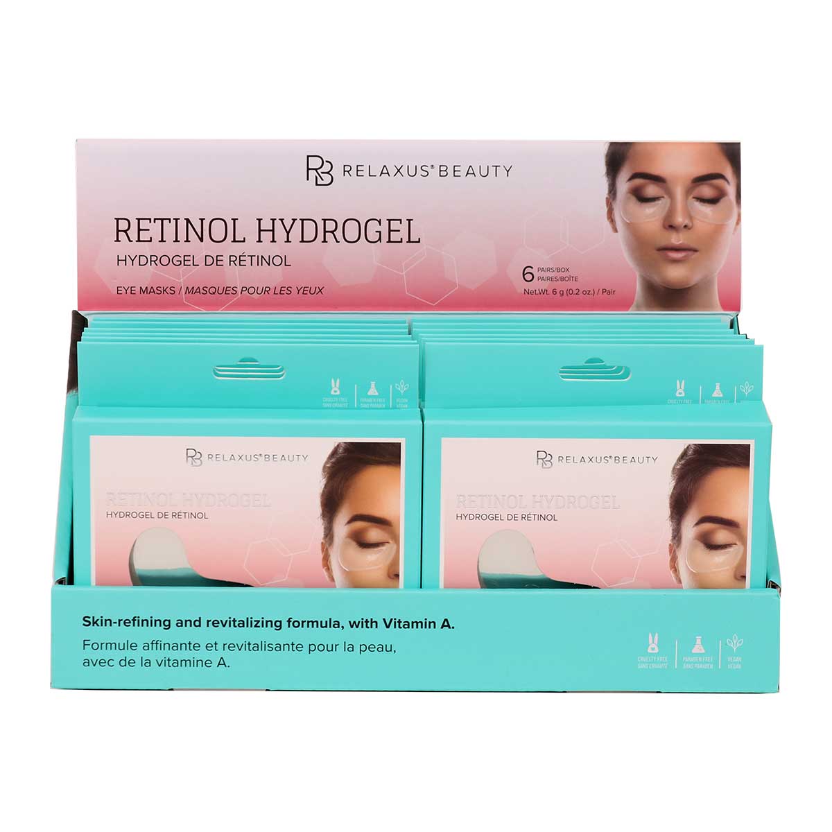 Wholesale Retinol Hydrogel Eye Masks - Displayer of 12