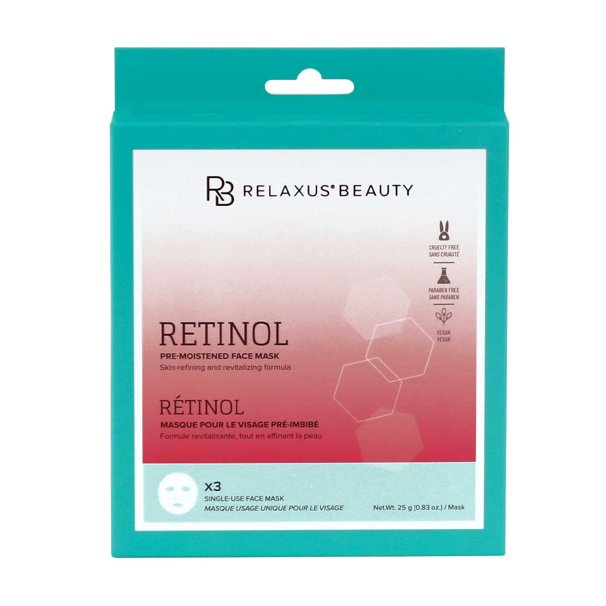 Wholesale Retinol Face Masks (3-Pack) -Displayer of 12