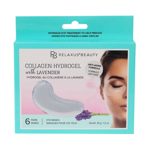 Wholesale Collagen Hydrogel and Lavender Eye Masks (6-Pack) - Displayer of 12