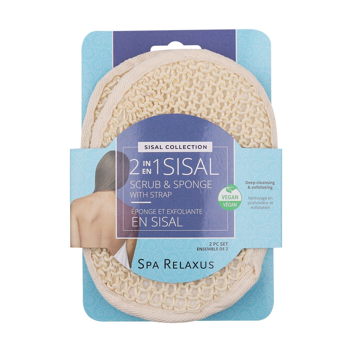 Wholesale 2-in-1 Sisal & Bamboo Scrub & Sponge (2-piece Set)