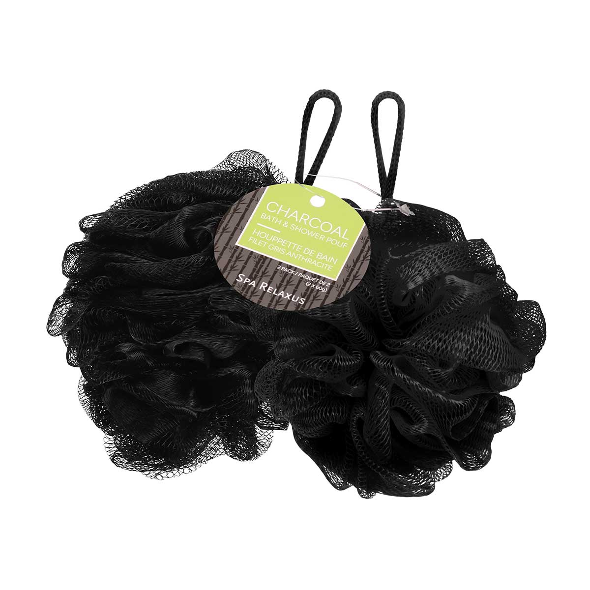 Wholesale Charcoal Bath & Shower Pouf (2-Pack)