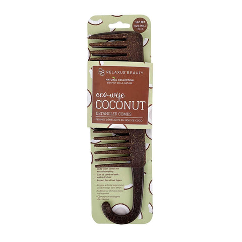 Wholesale Eco-wise Coconut Detangling Comb (2-Piece Set)