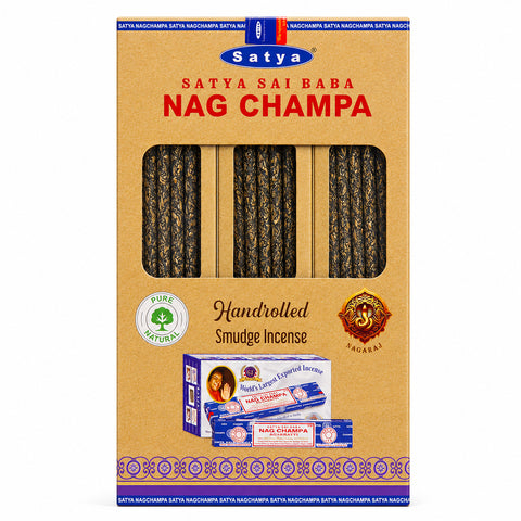 Nag Champa hand-rolled smudge incense sticks Nag Champa incense sticks with bamboo core Pack of 9 Nag Champa smudge incense sticks
Hand-rolled incense sticks made in India Thick Nag Champa botanical incense sticks Nag Champa incense with essential oil fragrance blend
21 cm hand-rolled Nag Champa incense sticks Nag Champa smudge incense packaging