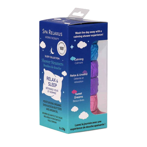 Wholesale Relax & Sleep Shower Steamers 6 Piece Gift Set (6 x 30 g) - Displayer of 6