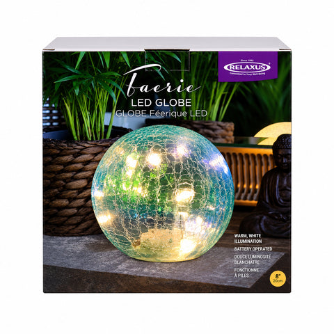 Blue Faerie LED Crackle Glass Globe
Blue crackle glass globe with warm-white LEDs Battery-operated LED glass globe Hand-blown blue crackle glass light Medium Blue Faerie LED globe
Large Blue Faerie LED globe
Decorative crackle glass light on tabletop Cordless blue LED globe for indoor or outdoor use