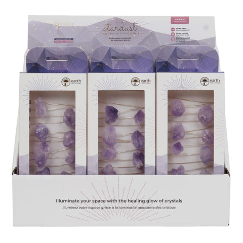 Wholesale Raw Crystal Gemstone String Lights Displayer of 6