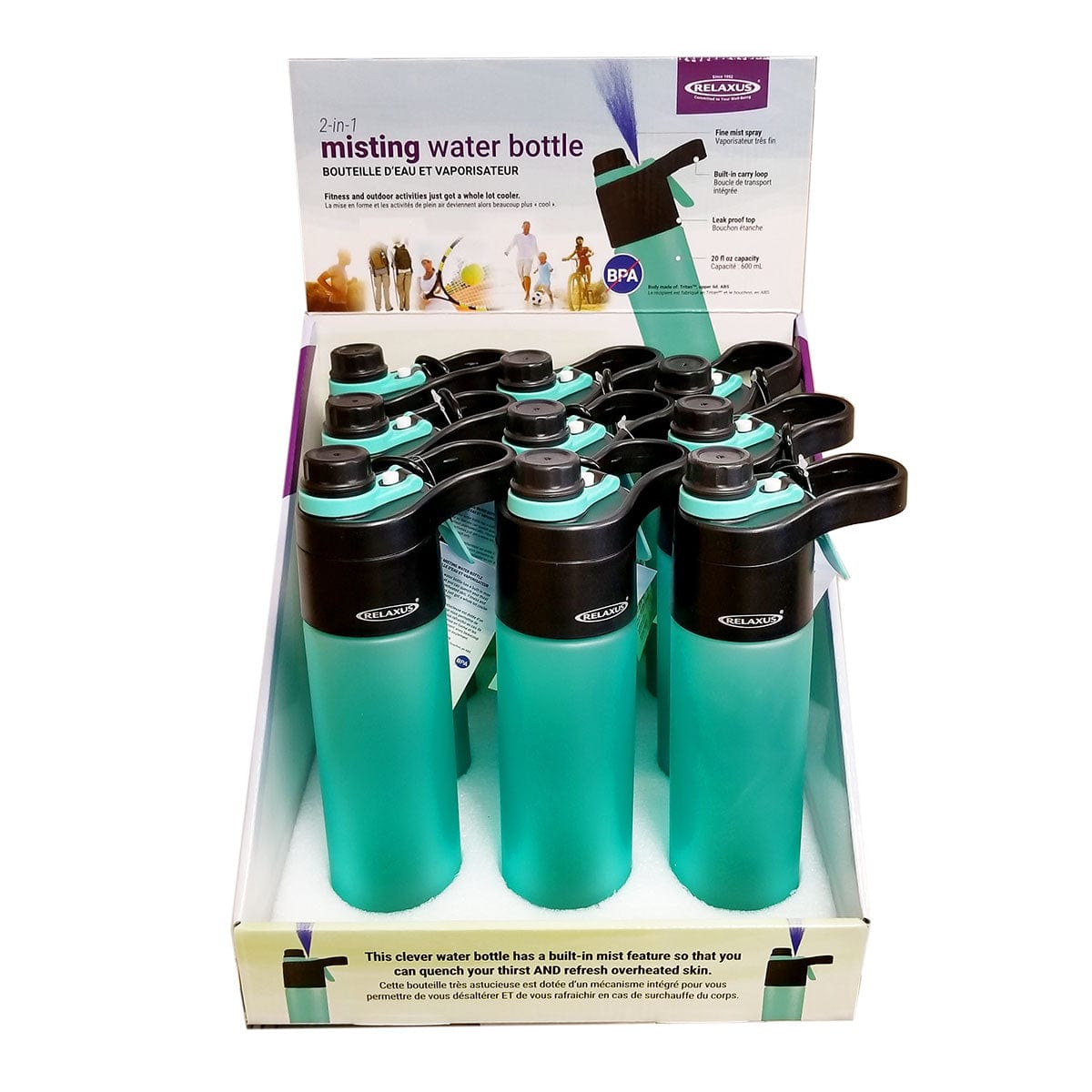 Wholesale 2-In-1 Misting Water Bottle Displayer of 9