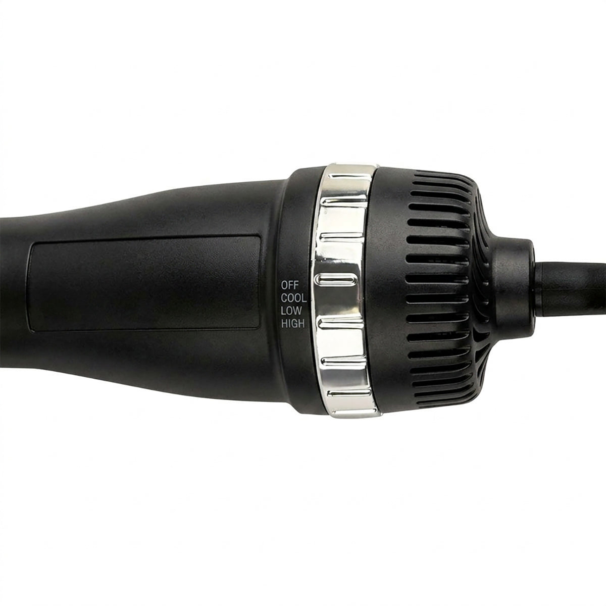 Black blow dry brush; Black Blow Dry Brush with dual bristles; lightweight blow dry brush for at-home styling; Black Blow Dry Brush showing control settings; blow dry brush with 6-foot cord; dual-bristle hair dryer brush; Black Blow Dry Brush for smooth voluminous styling; 1100 W Black Blow Dry Brush