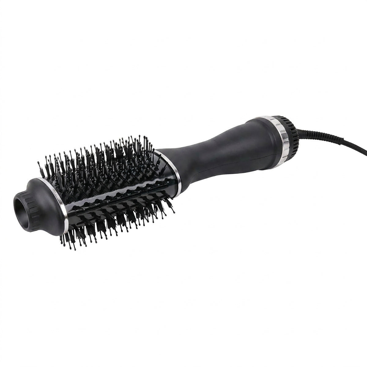 Black blow dry brush; Black Blow Dry Brush with dual bristles; lightweight blow dry brush for at-home styling; Black Blow Dry Brush showing control settings; blow dry brush with 6-foot cord; dual-bristle hair dryer brush; Black Blow Dry Brush for smooth voluminous styling; 1100 W Black Blow Dry Brush