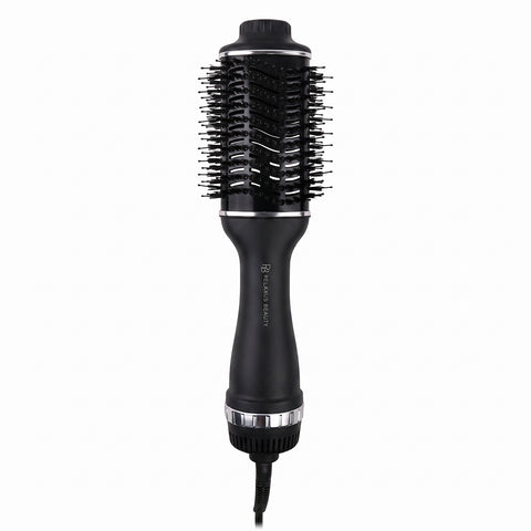 Black blow dry brush; Black Blow Dry Brush with dual bristles; lightweight blow dry brush for at-home styling; Black Blow Dry Brush showing control settings; blow dry brush with 6-foot cord; dual-bristle hair dryer brush; Black Blow Dry Brush for smooth voluminous styling; 1100 W Black Blow Dry Brush