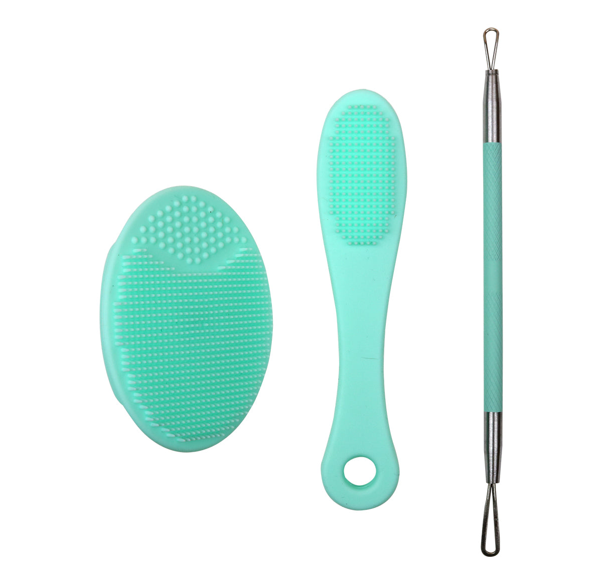Clear and Cleanse 3-piece facial cleansing set Silicone pore cleansing pad and wand set Blackhead remover tool with facial cleansing set
Facial cleansing tools for daily skincare
Silicone facial cleansing set with extractor 3-piece skincare cleansing tool set