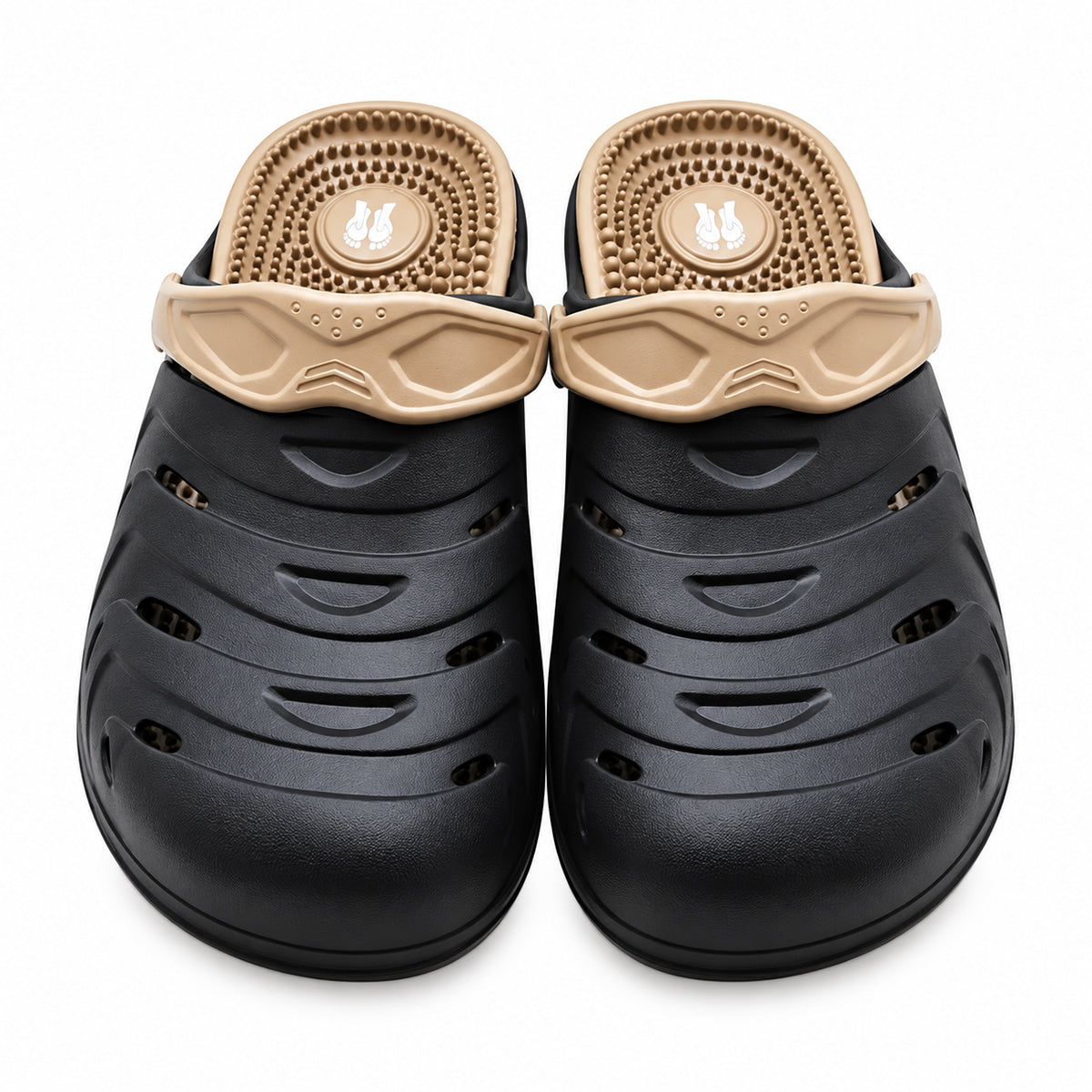  Acu Reflex Massage Clogs; EVA massage clogs with ventilation; waterproof massage clogs; lightweight clogs with textured footbed; Acu Reflex clogs with heel strap; breathable enclosed toe clogs