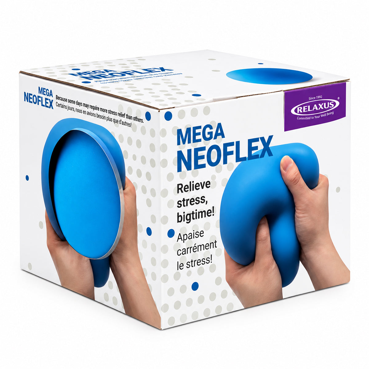 Mega Neoflex sensory stress ball; large 5 inch squeeze toy; tactile TPR stress ball with EVA filling; sensory fidget ball for hand play; large stress ball for grip exercises; Mega Neoflex tactile toy
