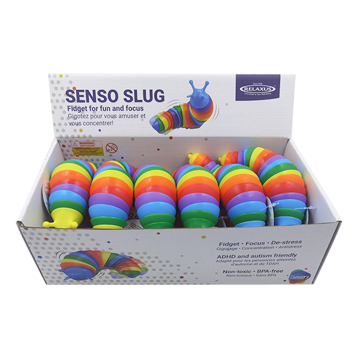Senso Slug sensory toy; BPA-free sensory play toy; tactile sensory toy for kids; sensory toy for motor skill play; hands-on exploration toy for children; Senso Slug fidget-friendly toy