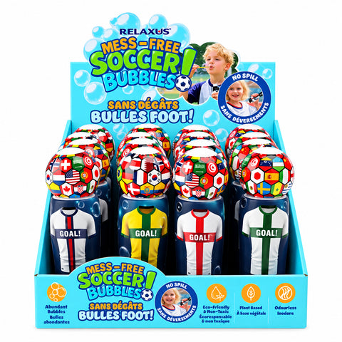 Bubble World soccer-themed bubbles
Soccer bubble bottle for children
Spill-proof soccer-themed bubble bottle Plant-based bubble solution for kids Non-toxic soccer bubbles
Soccer bubbles for outdoor play
Bubble bottle for birthday parties and camps Odourless children’s bubble solution