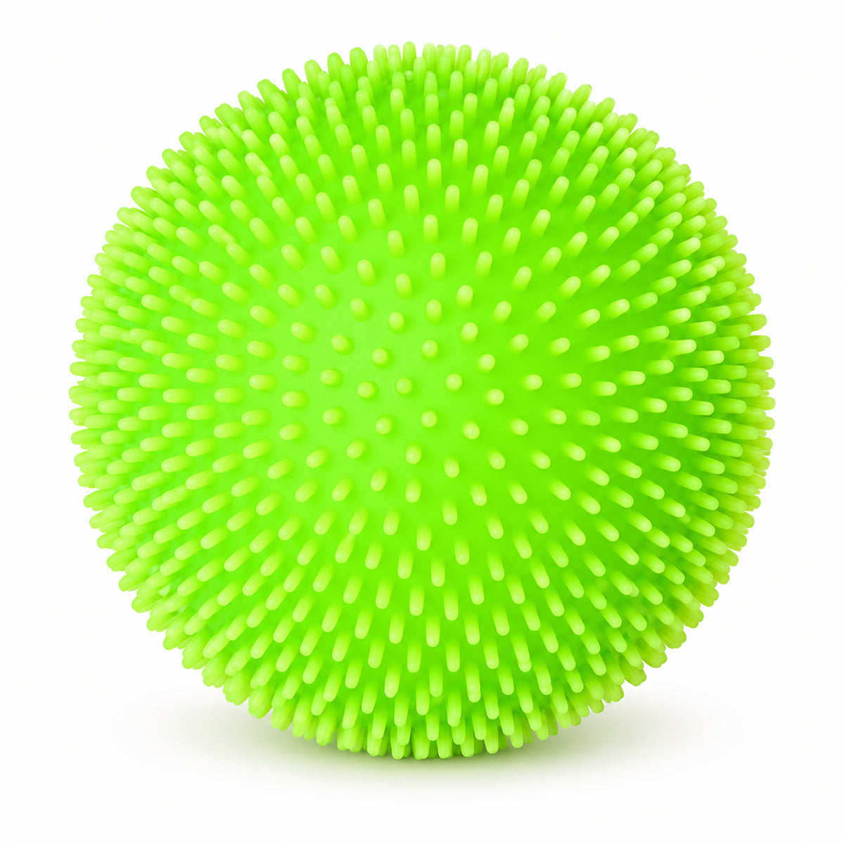 Mega SensoFlex extra-large spiky sensory ball; 13.3 cm textured sensory squeeze ball; Mega SensoFlex held in both hands; close-up of spiky TPR sensory ball surface; extra-large squeeze toy for tactile play; Mega SensoFlex being squeezed by hand; spiky sensory ball with flexible PVA interior; large tactile fidget ball for dexterity activities