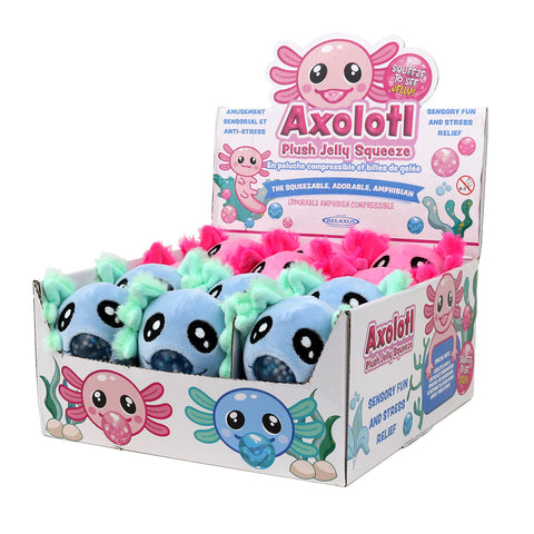 Wholesale Axolotl Plush Jelly Squeeze Sensory Toy  - Displayer of 12