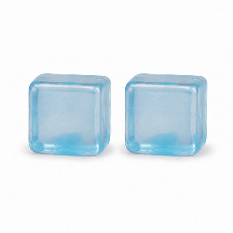 Mini Chill Sensory Cube Toy; blue sensory squeeze cube; anti-stress squeeze cube toy; tactile fidget cube in blue; Mini Chill cube for desk fidgeting; sensory cube toy display