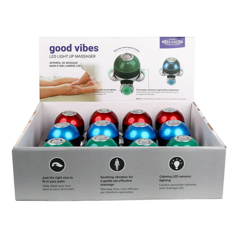 Wholesale Good Vibes Led Light Up Handheld Massager - Displayer of 12