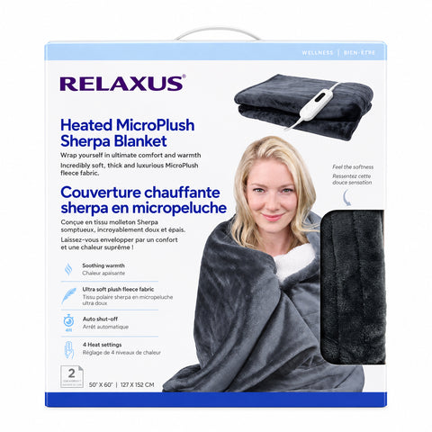 Sherpa heated electric throw blanket
50 x 60 inch MicroPlush heated blanket
Heated throw blanket with detachable controller Electric blanket with four heat settings MicroPlush heated throw on sofa
Heated blanket with 4-hour auto shut-off
Machine-washable electric throw blanket
Sherpa-style heated throw with controller