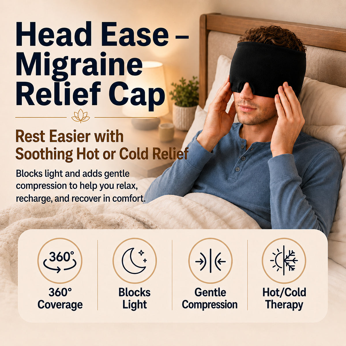 Head Ease Migraine Relief Cap
light-blocking hot and cold therapy cap
soft hydrogel migraine relief cap
wearable cold therapy head cap
flexible hot therapy migraine cap
360 coverage headache relief cap