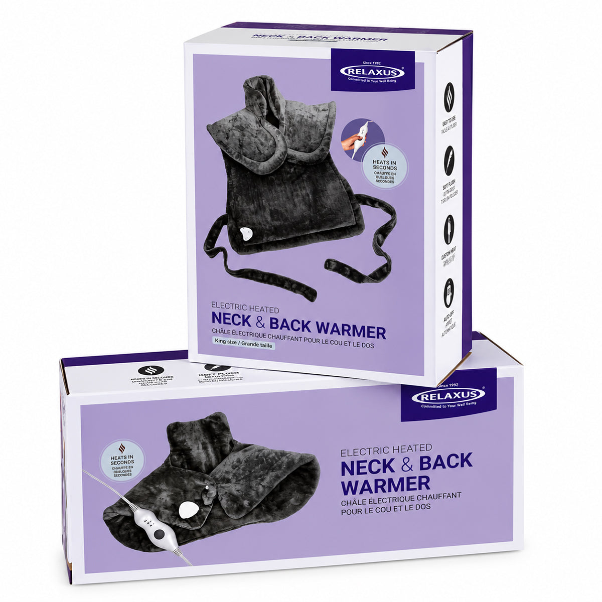 Electric Neck and Back Warmer
Heated neck and back warmer with remote control Microfleece electric neck and shoulder warmer Electric warmer with three heat settings King size heated neck and back warmer Regular size electric back warmer Heated wrap with snap closure Electric neck warmer with 10 ft cord