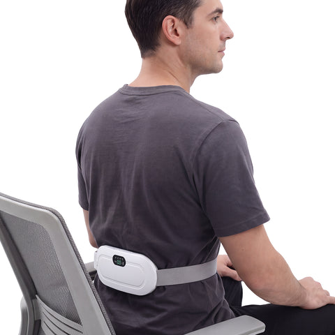 Thermo-Max wearable heat pad for lower back; cordless rechargeable lower back heat pad; wearable body heat pad with adjustable belt; Thermo-Max heat pad with USB charging; compact wearable heat pad with vibration; lower back heat pad with auto shut-off