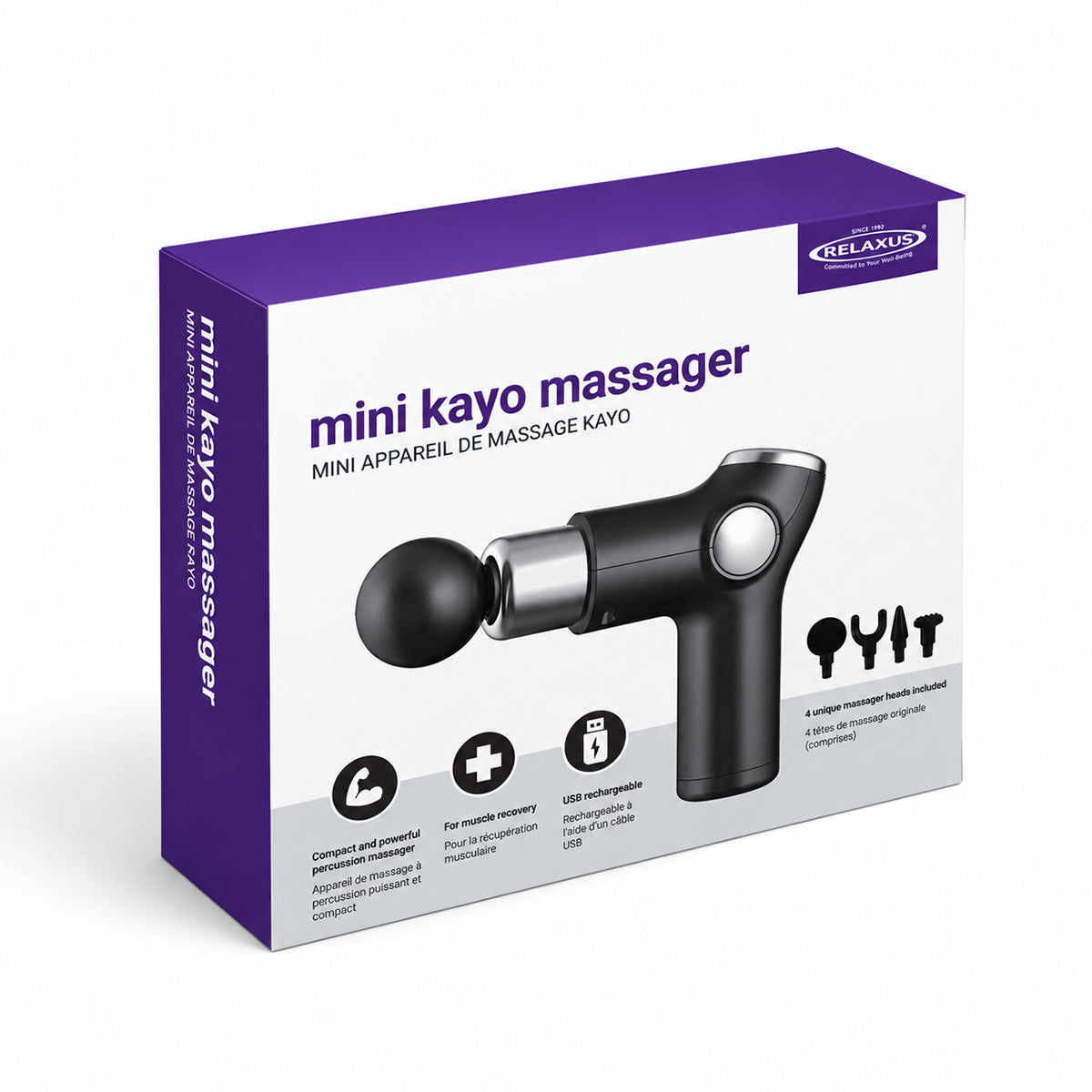 Mini Kayo Percussion Massager
Mini Kayo 6-speed massage gun
Compact cordless percussion massager
Mini massage gun with four interchangeable heads
USB rechargeable Mini Kayo massager
Portable 1 lb percussion massage gun
Mini Kayo massage gun with attachments
Compact percussion massager for post-workout routines