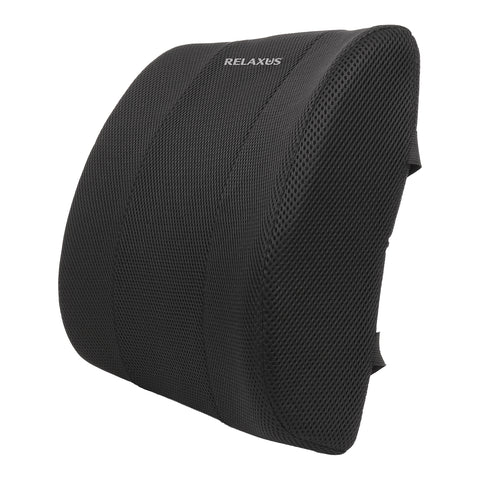 Pro Posture memory foam back cushion Memory foam lumbar support cushion for office chair Ergonomic back cushion with breathable mesh fabric Pro Posture Back Cushion with adjustable elasticised strap
Contoured high-density memory foam lumbar cushion Back support cushion positioned on an office chair
Removable-cover memory foam back cushion Lumbar support cushion for home office auto and gaming