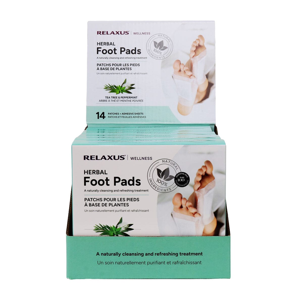Wholesale Tea Tree Peppermint Herbal Detox Foot Pads Displayer of 6