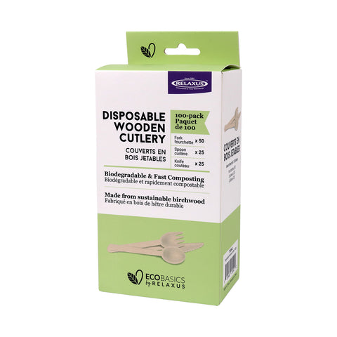 Wholesale Disposable Wooden Cutlery (100-pack)