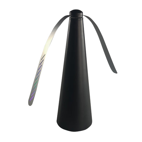 Fly Away Bug Repellent Fan on picnic table chemical-free bug repellent fan for food battery-operated fly fan for outdoor dining tabletop bug fan with soft-touch blades outdoor food fan with reflective spinning blades hanging bug repellent fan for patio meals